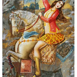 تابلو فرش دستباف دختر قاجار اسب سوار