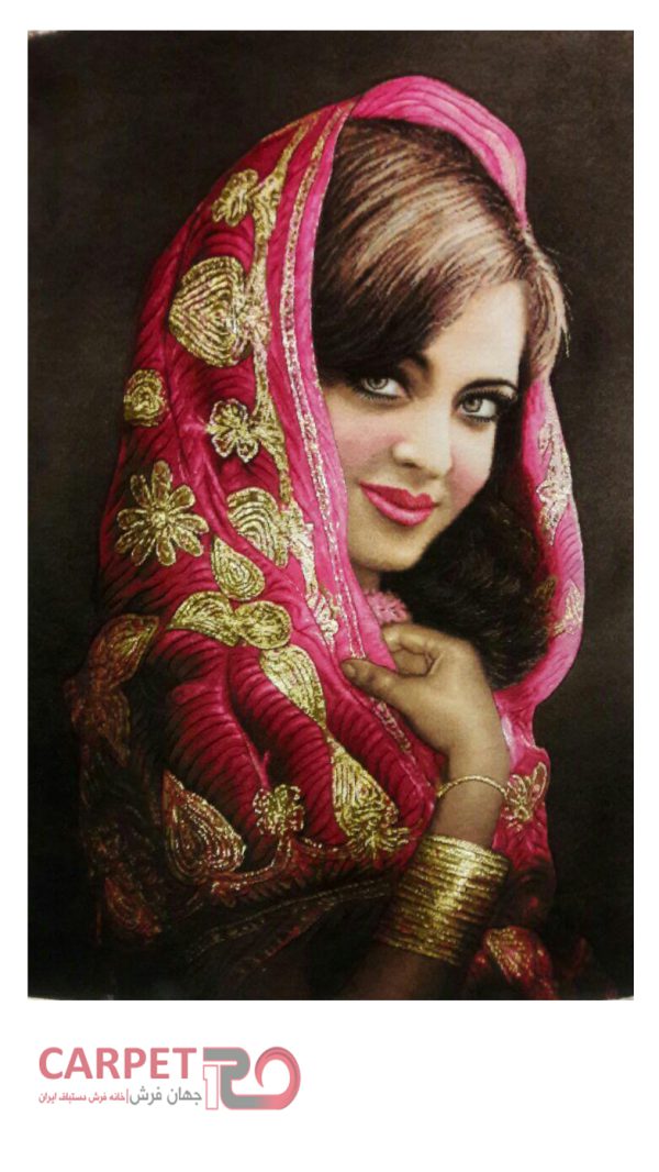 تابلو فرش دستباف طرح عروس هندی