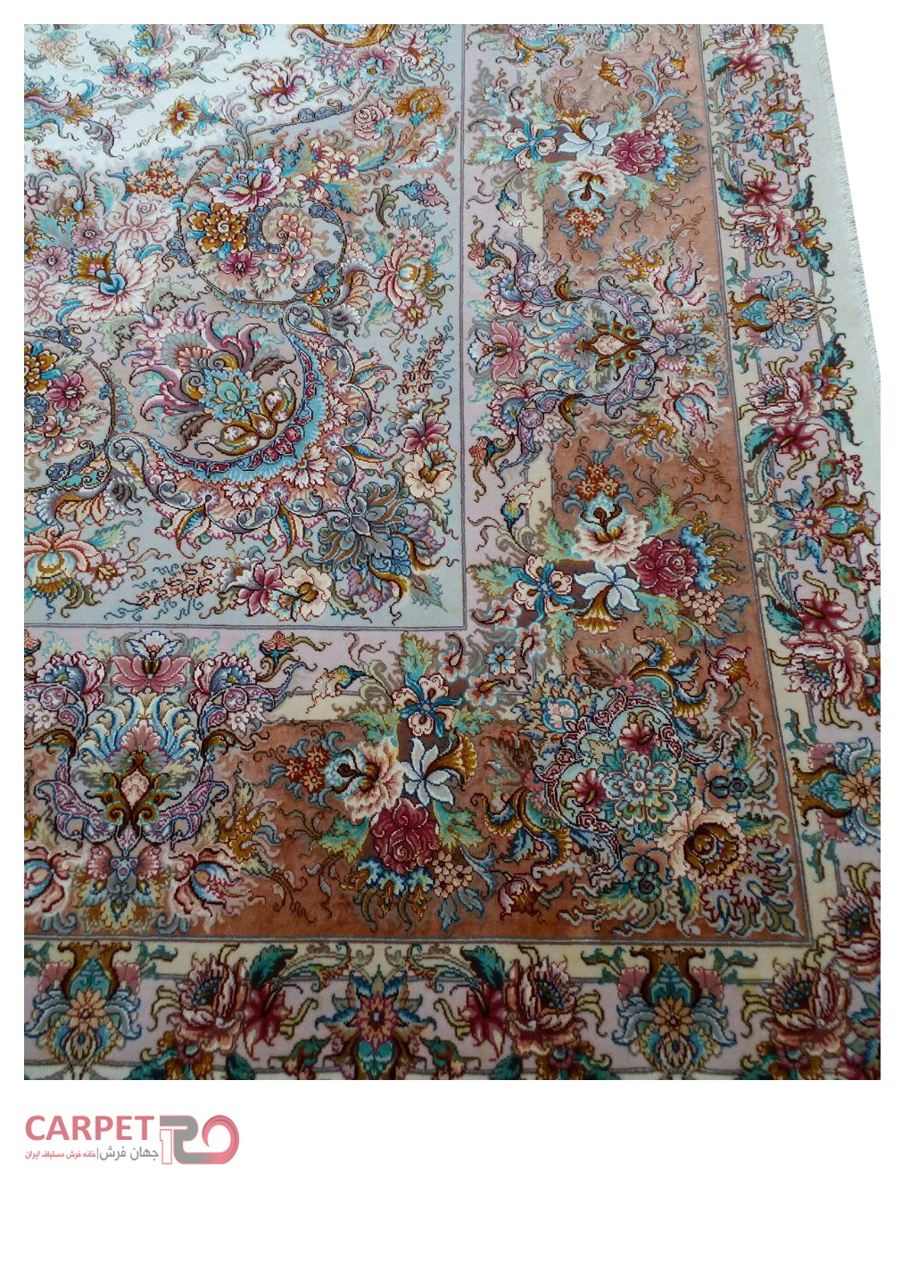 فرش دستباف تک 9 متری گل و چله ابریشم (1)