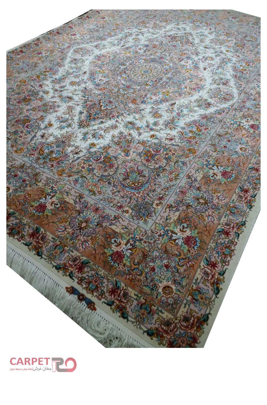 فرش دستباف تک 9 متری گل و چله ابریشم (1)