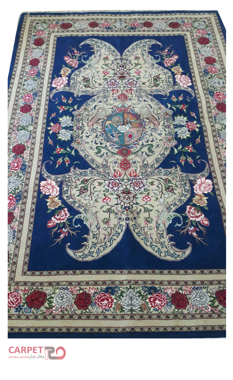 جفت فرش دستباف 6 متری سلطنتی گل ابریشم
