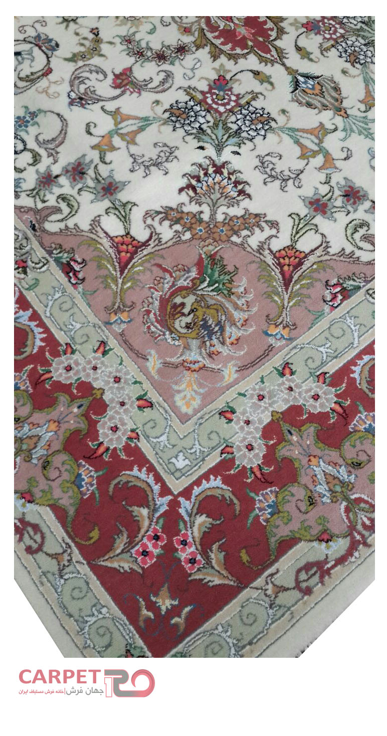 فرش دستباف تک 6متری طرح سیمرغ گل ابریشم (9)
