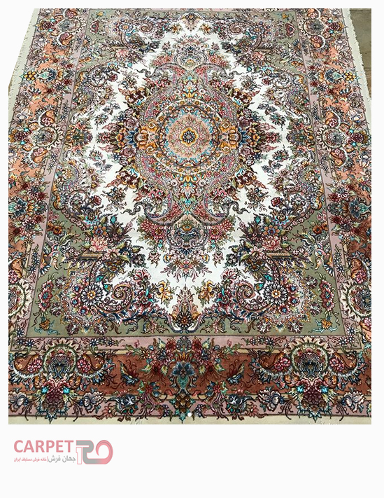 قالیچه دستباف 3 متری طرح خطیبی گل و چله ابریشم (4)
