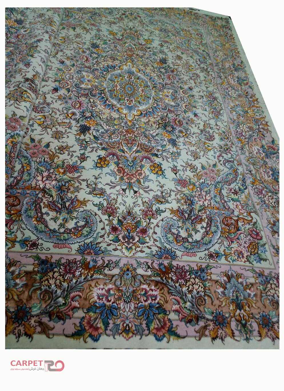 جفت فرش دستباف طرح خطیبی گل و چله ابریشم (86)