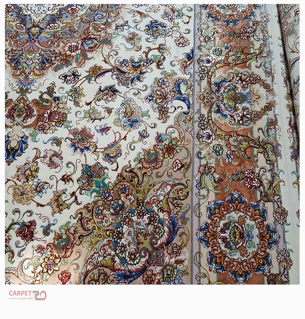 جفت فرش دستباف 6 متری طرح خطیبی گل ابریشم (7)