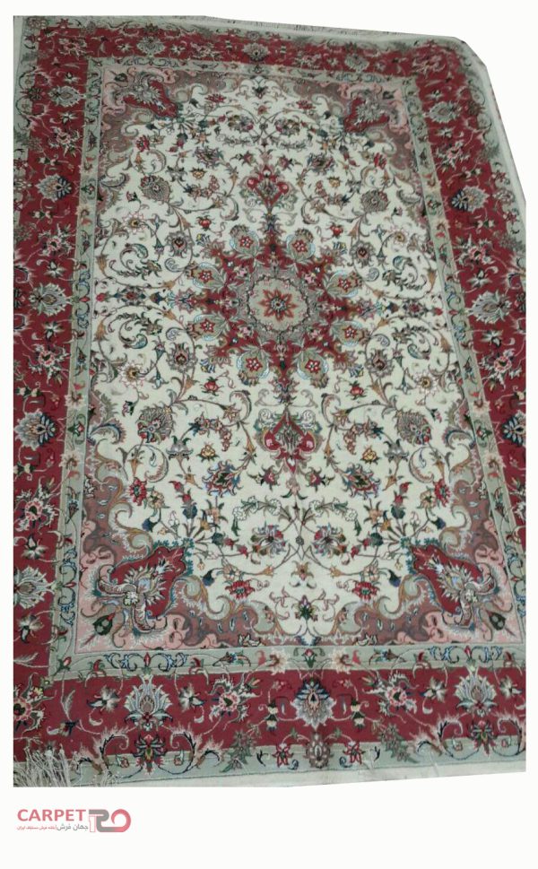 جفت فرش دستباف 6متری طرح خطیبی گل ابریشم (84)