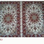 جفت قالیچه دستباف لچک ترنج گل ابریشم (3)
