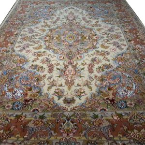 جفت فرش دستباف 6متری گل ابریشم (376)