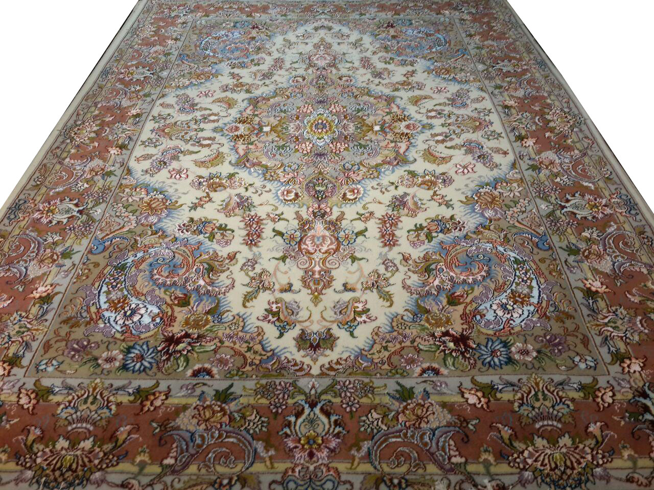 جفت فرش دستباف 6متری گل ابریشم (376)