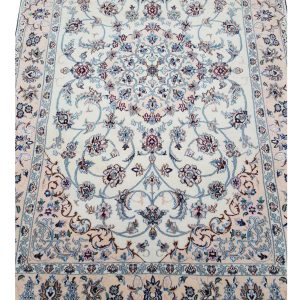 قالیچه دستباف طرح لچک ترنج گل ابریشم بافت نایین (4)