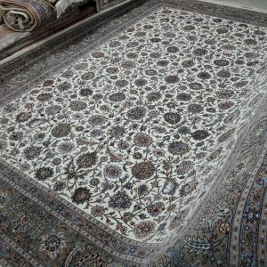 جفت فرش دستباف 12 متری گل و چله ابریشم (371_10)