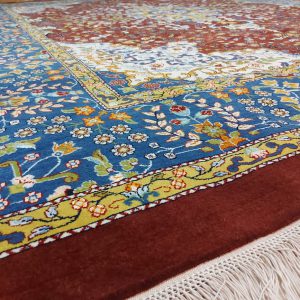 فرش دستباف 12متری گل و چله ابریشم(582-14)